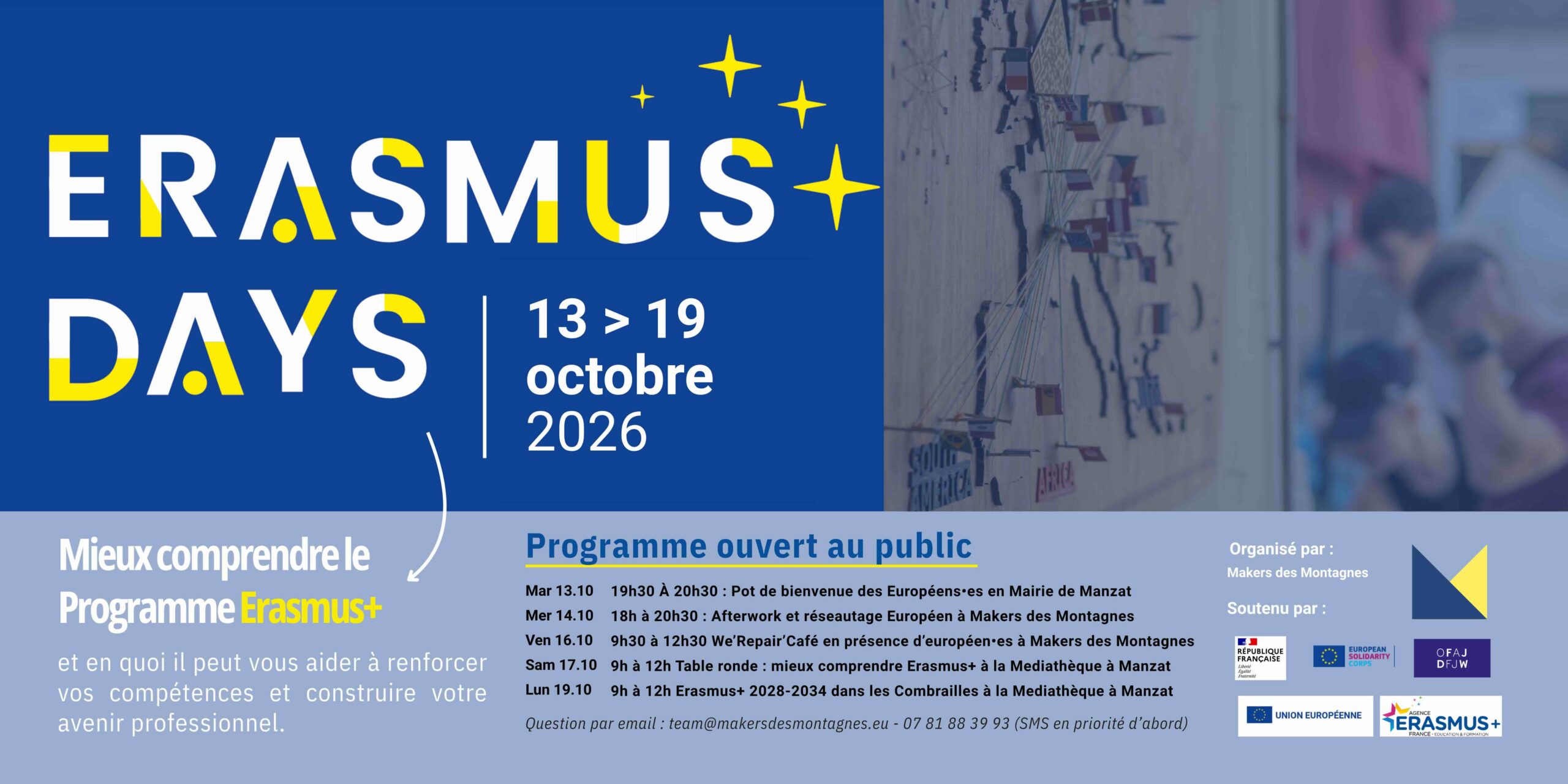 Erasmus Days du 13 au 19 octobre 2026 à Manzat, organisés par Makers des Montagnes